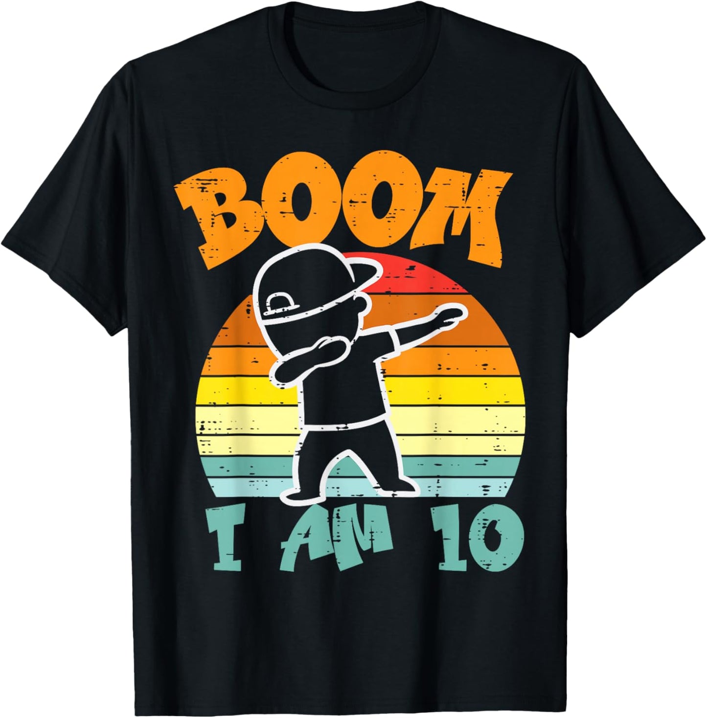 Boom Im 10 Boy Dab Retro 10th Birthday Bday Party Dance Boys T-Shirt - T-Shirt | Black