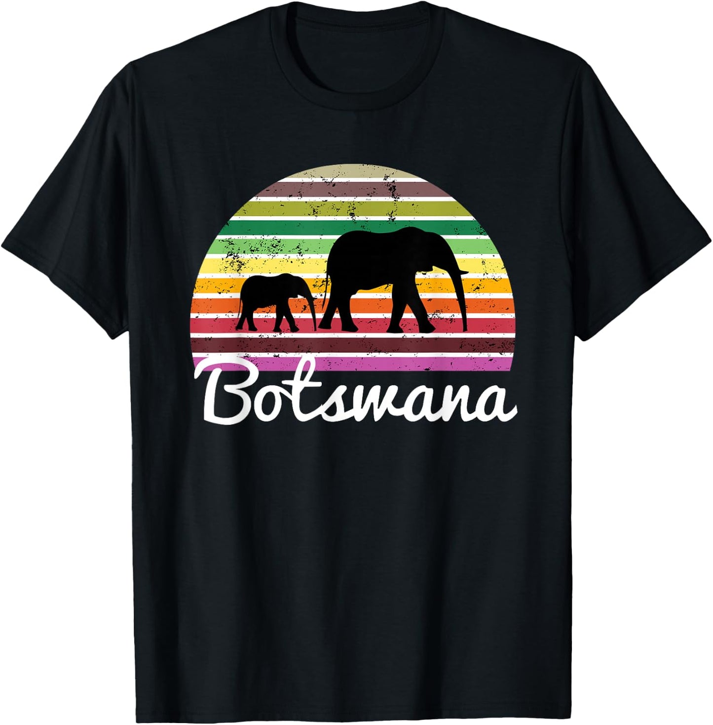 Botswana Shirt Elephant Safari Gift T Shirt T-Shirt - T-Shirt | Black