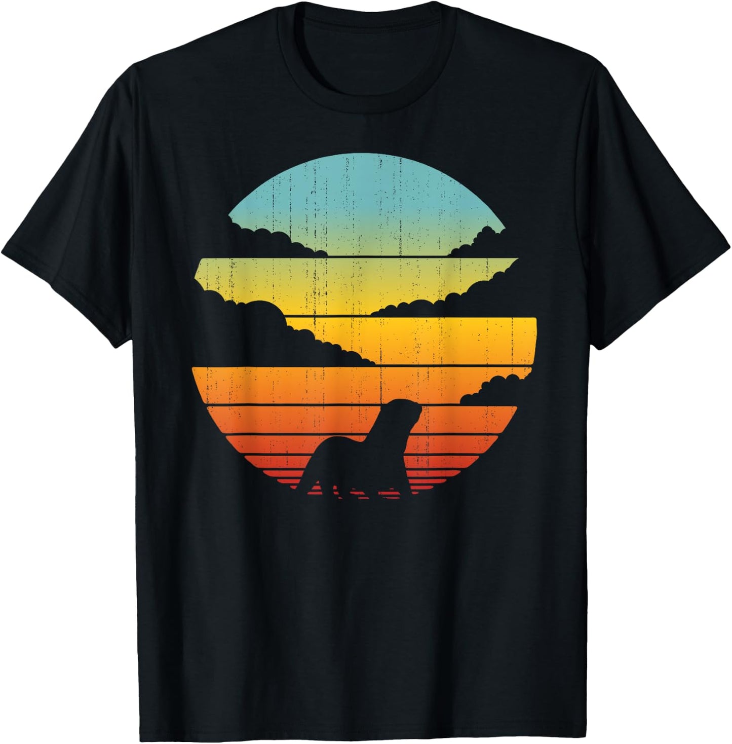 Otter Retro Vintage 60s 70s Sunset Mammal Animal Lovers Men T-Shirt - T-Shirt | Black