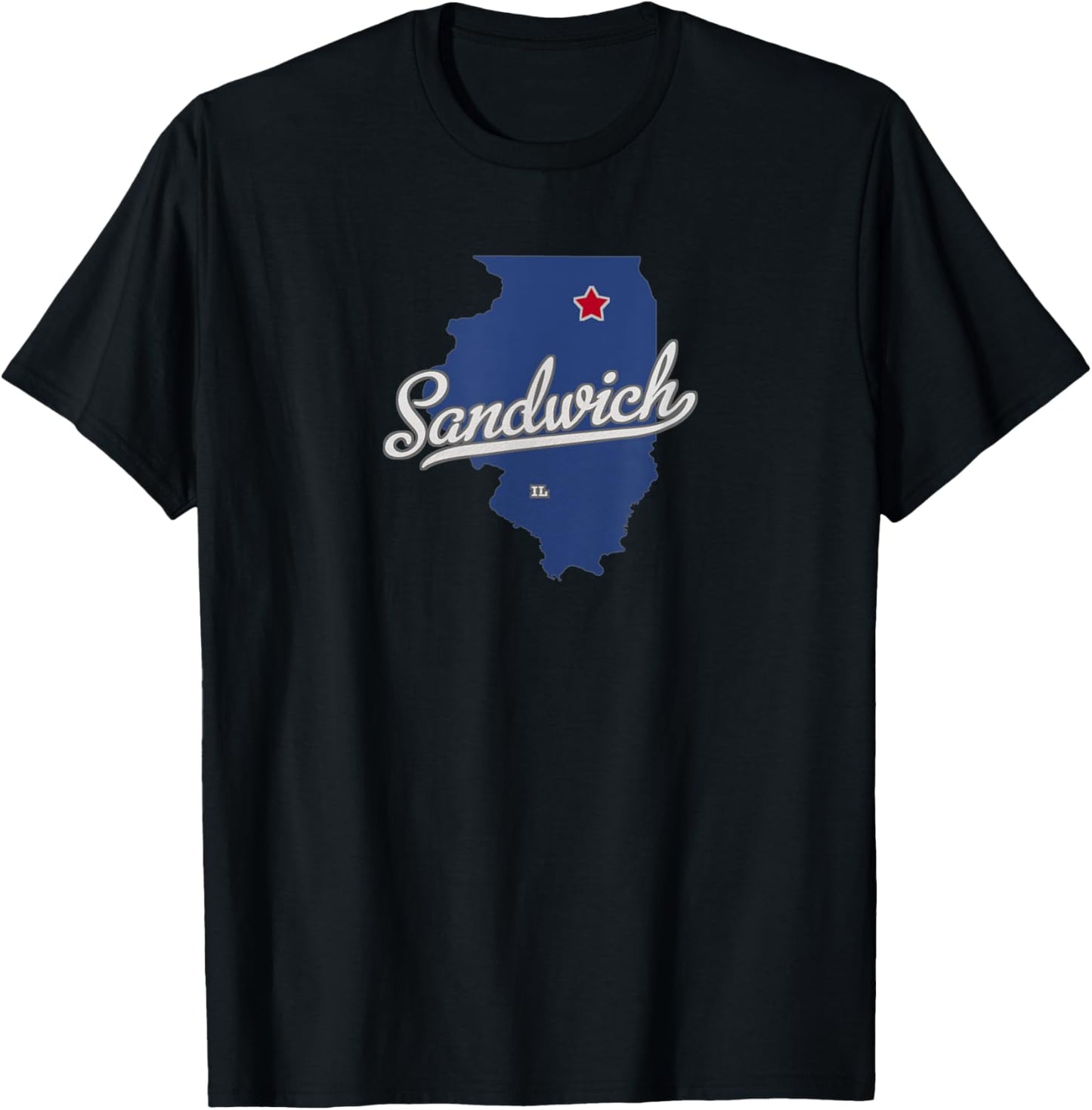Sandwich Illinois IL Map T-Shirt - T-Shirt | Black