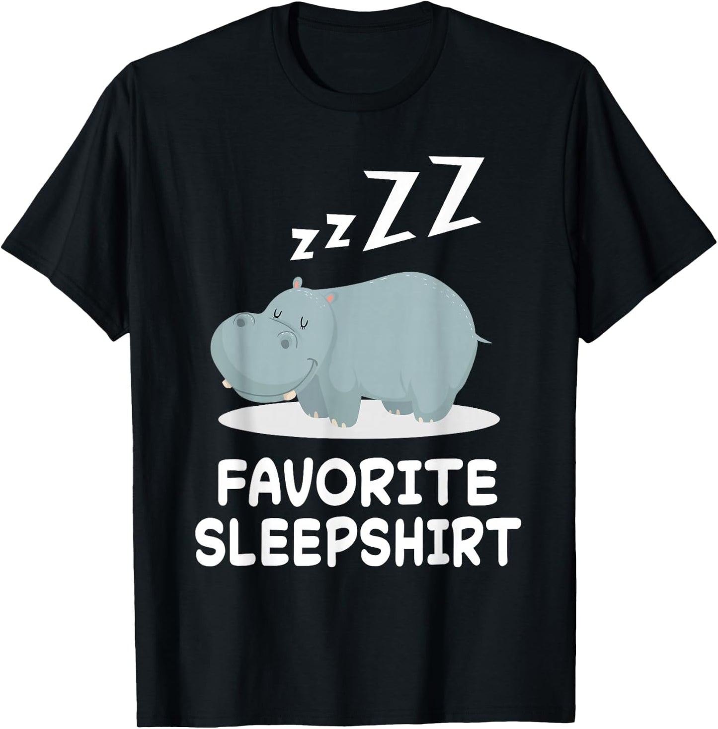 Hippo Hippos Nap Sleeping Sleep Pajama Pajamas Nightgown T-Shirt - T-Shirt | Black