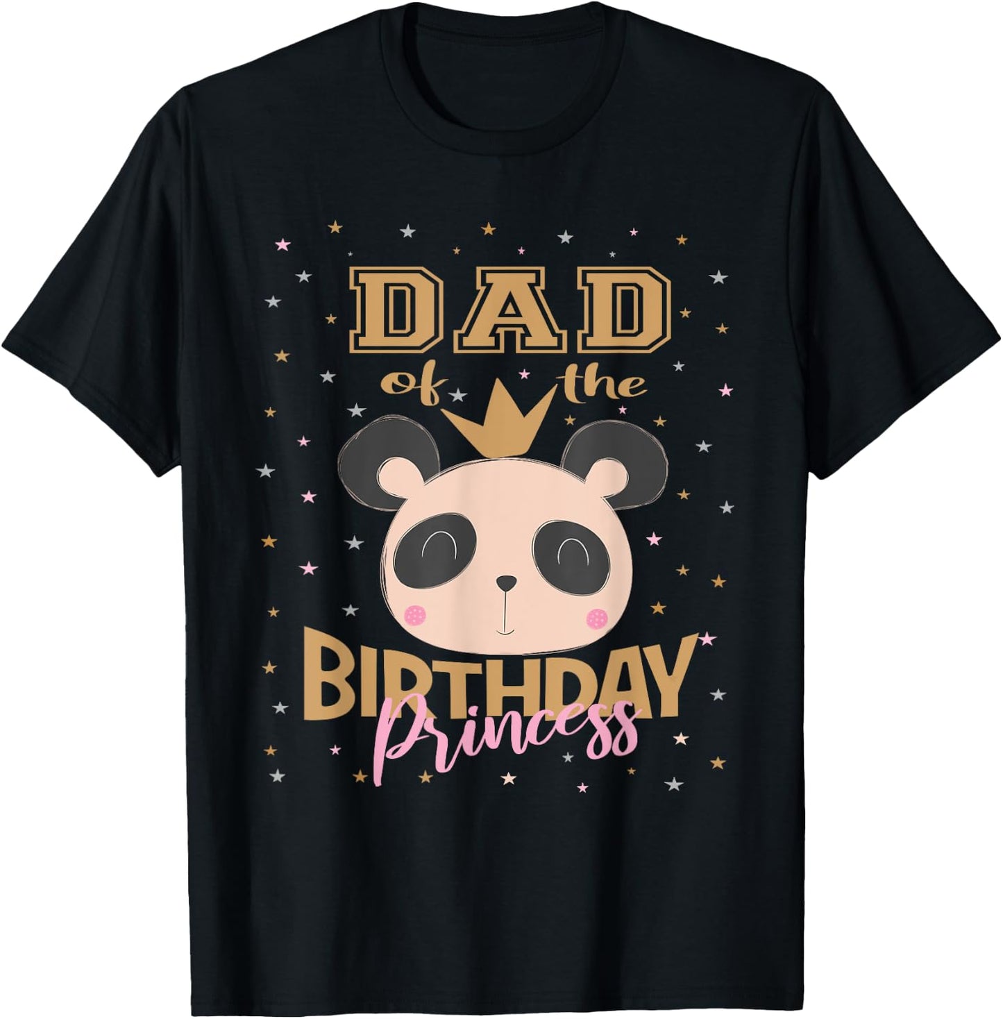 Dad Of The Birthday Princess Girl Panda Bear Party T-Shirt - T-Shirt | Black