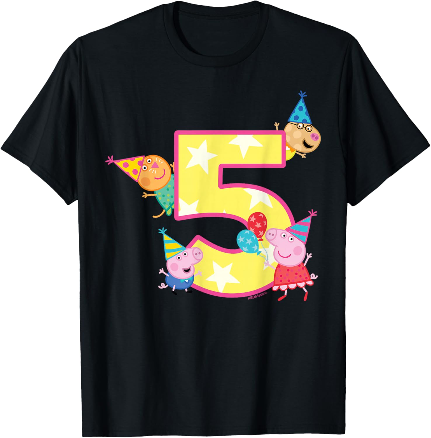 Peppa Pig Crew 5 Geburtstag T-Shirt - T-Shirt | Black