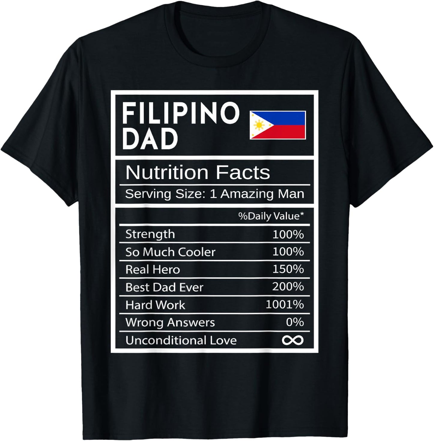 Filipino Dad Nutrition Facts National Pride Gift Dad T-Shirt - T-Shirt | Black