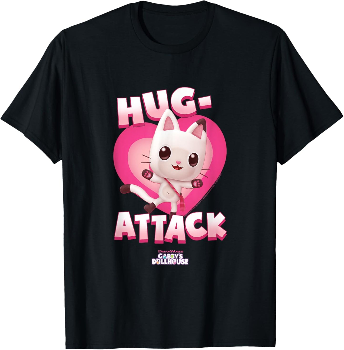 DreamWorks Gabby's Dollhouse Valentine's Day Hug Attack T-Shirt - T-Shirt | Black