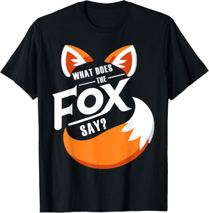 Retro What Does Vintage Art The Fox Funny Saying Animal Say T-Shirt - T-Shirt | Black