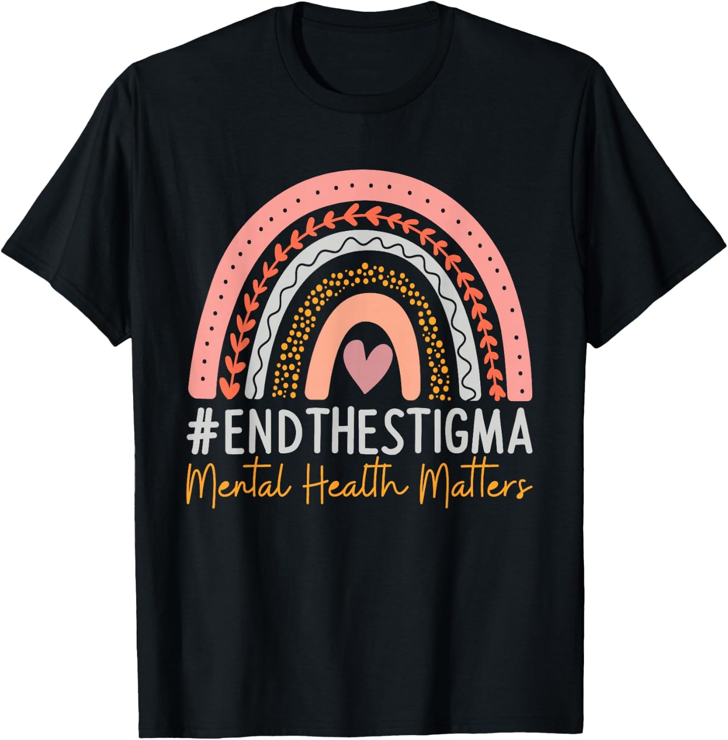 Mental-Health Matters End The Stigma Rainbow Boho T-Shirt - T-Shirt | Black