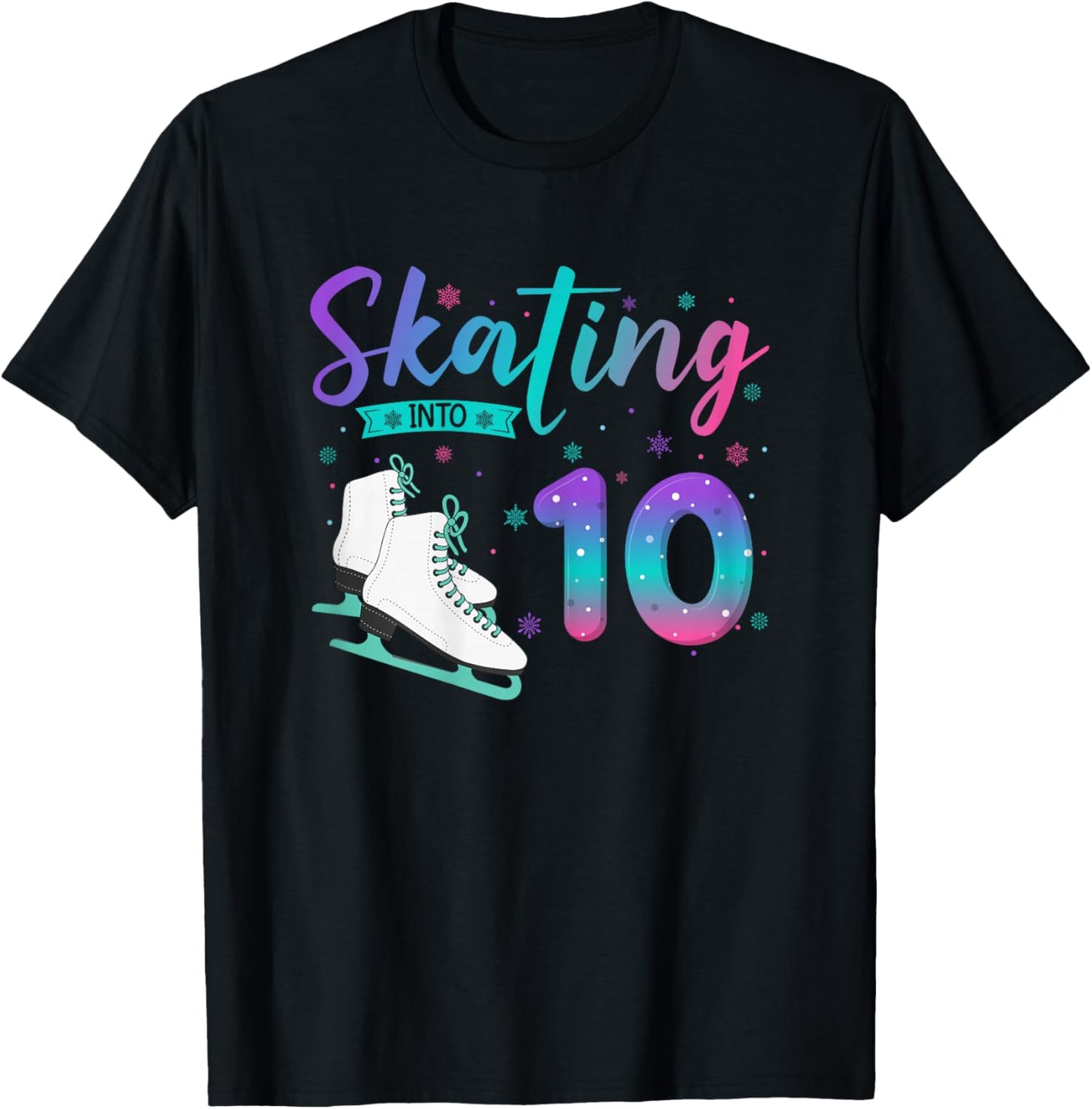 10 Year Old Ice Skating Girl 10th Birthday Girl T-Shirt - T-Shirt | Black