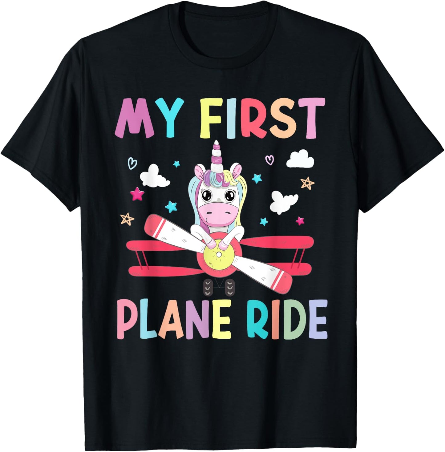 First Time Flying My First Airplane Ride Shirt Boys Girls T-Shirt - T-Shirt | Black