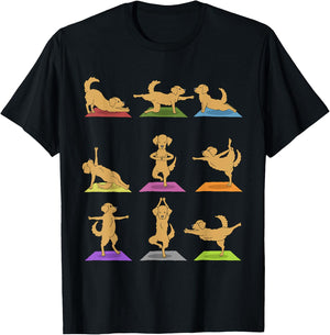 Golden Retriever Yoga Funny Dogs In Yoga Poses Shirt T-Shirt - T-Shirt | Black