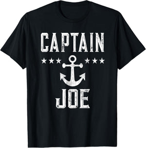 Captain Joe - Retro Personalized Nautical Boating Lover T-Shirt - T-Shirt | Black