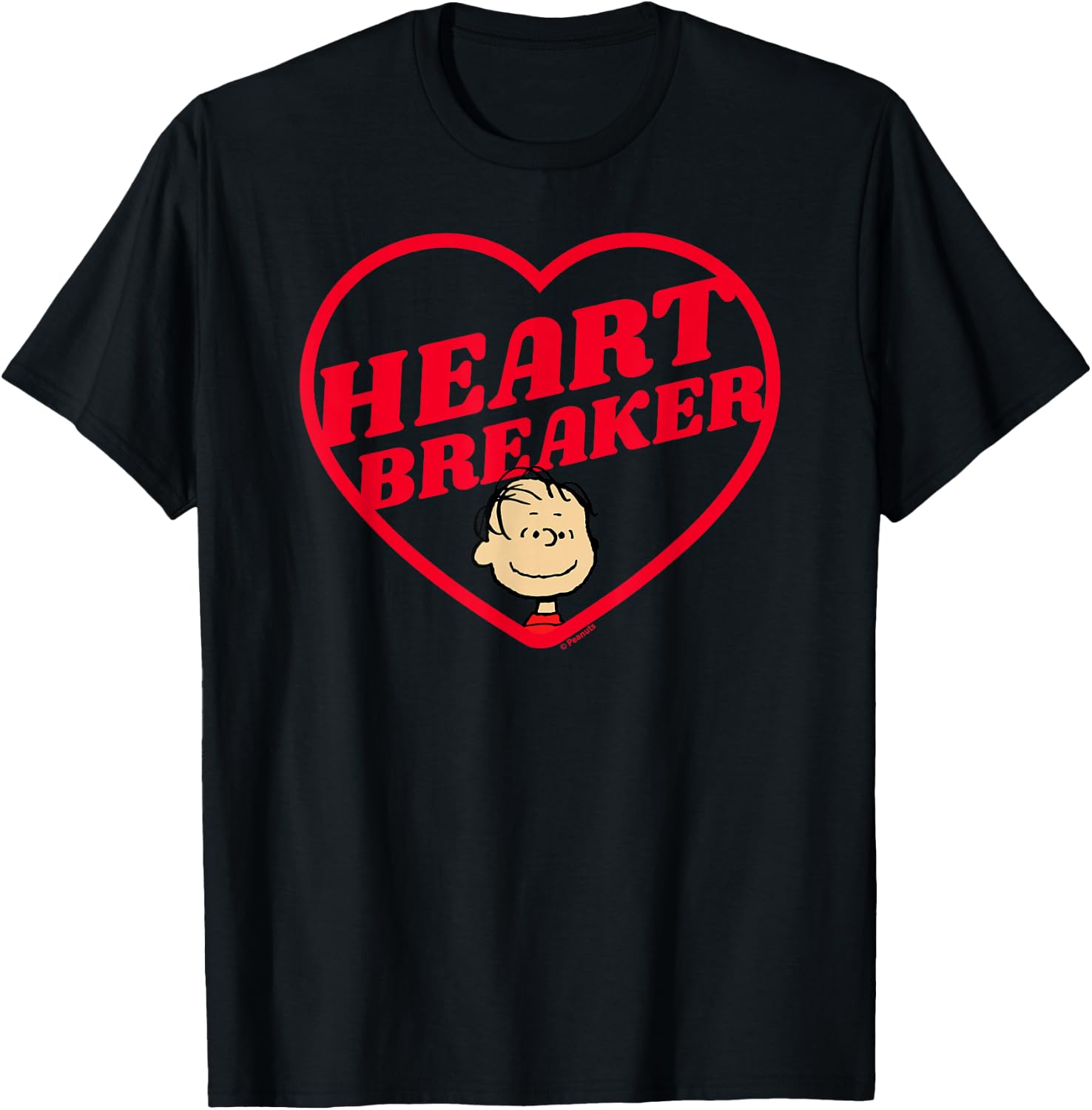 Peanuts Linus Heartbreaker , Men's Black Small Classic Fit Short Sleeve T-Shirt - T-Shirt | Black