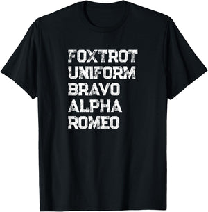 FUBAR Funny Military Phonetic Alphabet T-Shirt - T-Shirt | Black