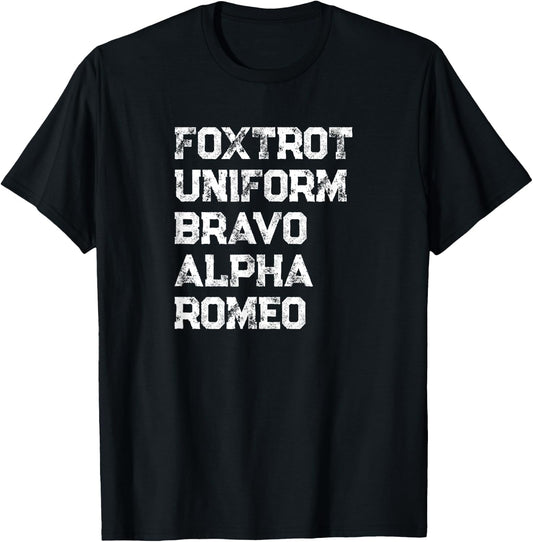 FUBAR Funny Military Phonetic Alphabet T-Shirt - T-Shirt | Black