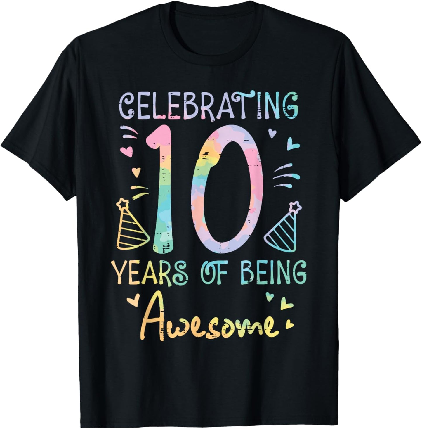 Celebrating 10 Years Being Awesome 10th Birthday Girls Kids T-Shirt - T-Shirt | Black