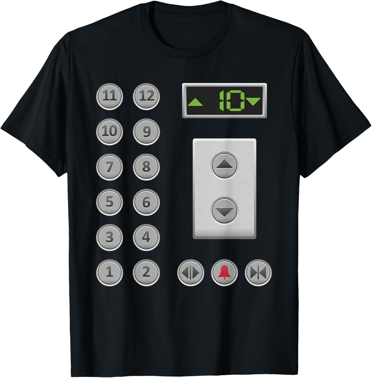 Elevator Buttons Apparel -Adult Funny Elevator - Black, Small T-Shirt - T-Shirt | Black