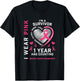 1 Year Cancer Free Mom Pink Awareness Breast Cancer Survivor T-Shirt - T-Shirt | Black