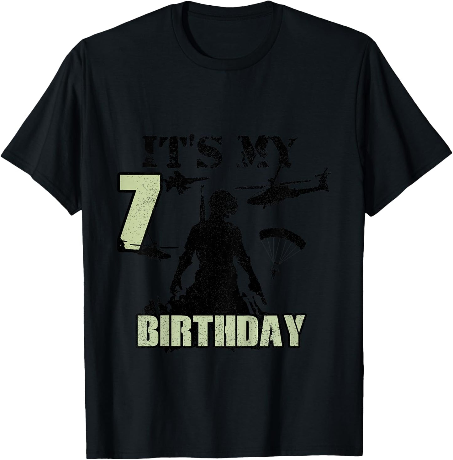 7 Year Old Call Of Theme It's My Birthday Gift Boys Girls T-Shirt - T-Shirt | Black
