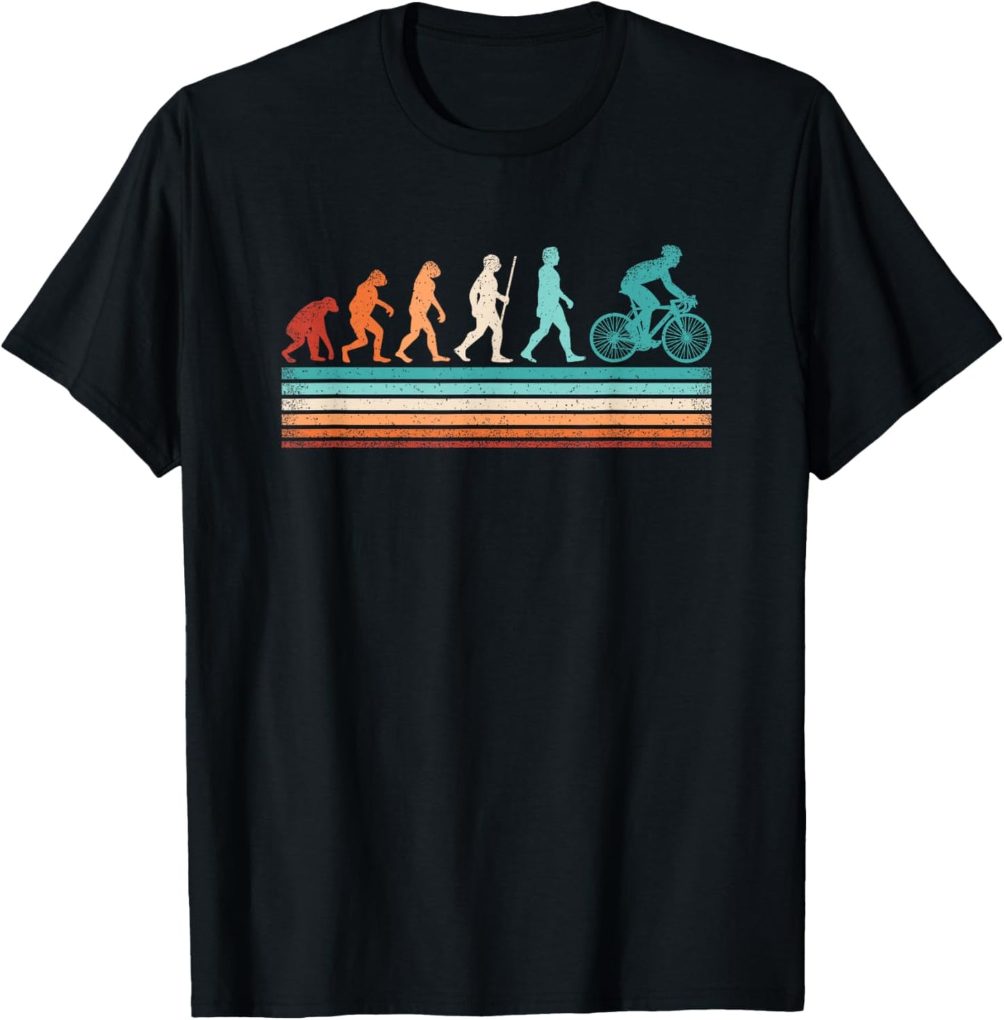 Retro Cyclist Evolution Cycling Biking Bicycle Men Women T-Shirt - T-Shirt | Black