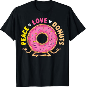 Peace Love Donuts T-Shirt - T-Shirt | Black