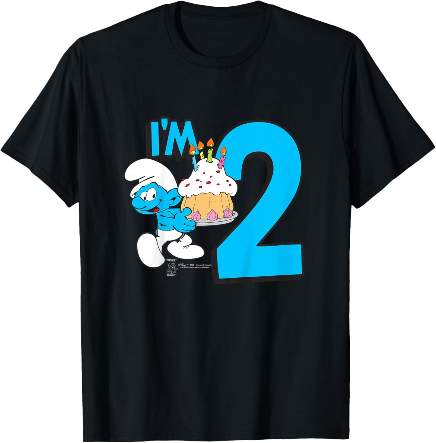 Kids The Smurfs Birthday I'm 2 T-Shirt - T-Shirt | Black