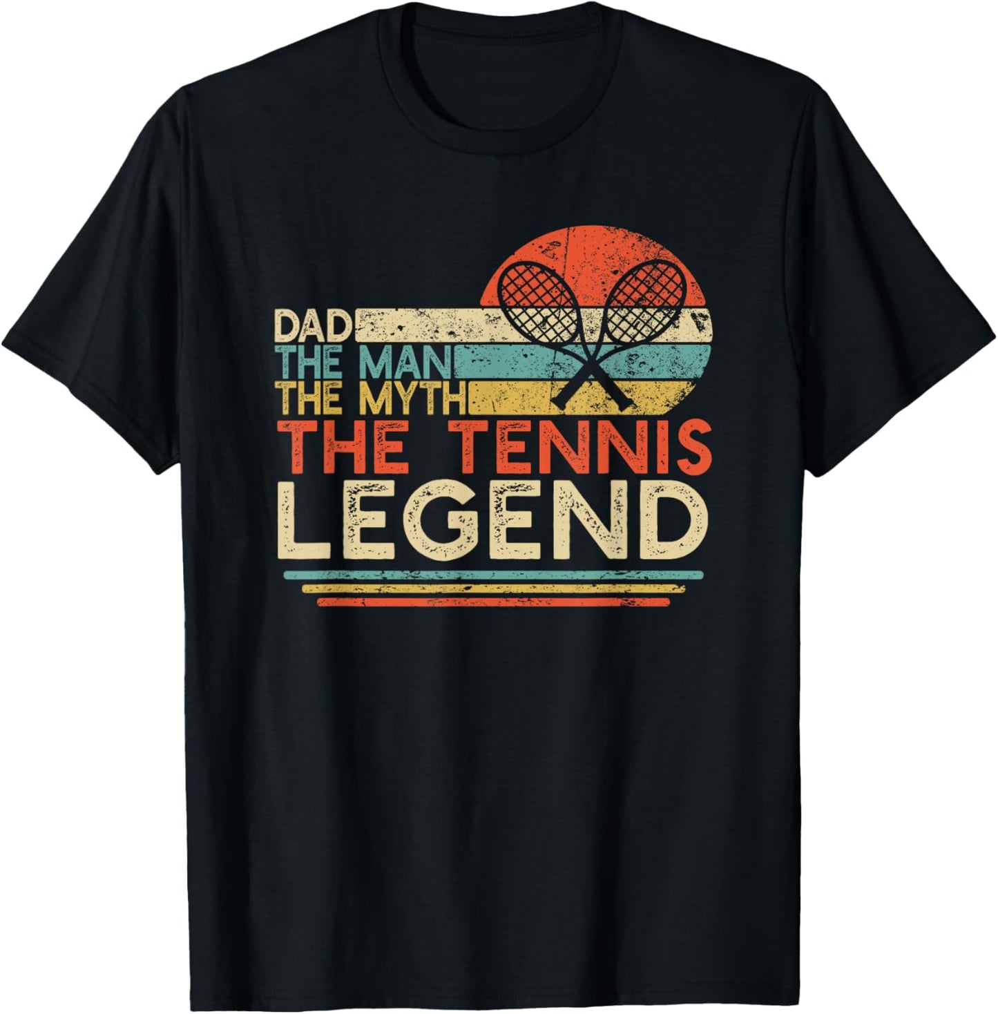 Vintage Tennis Player Dad The Man The Myth The Tennis Legend T-Shirt - T-Shirt | Black
