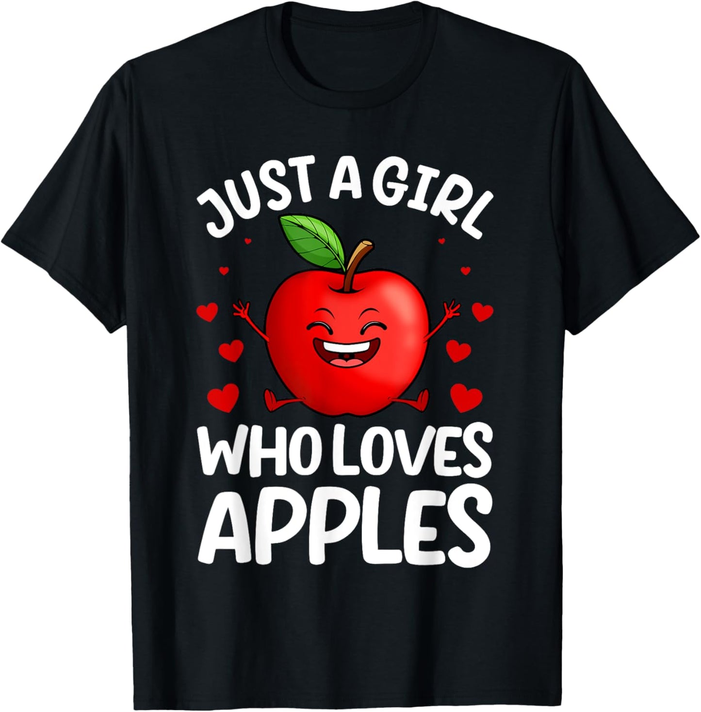 Funny Apple Art For Girls Kids Women Apple Fruit Lover Apple T-Shirt - T-Shirt | Black