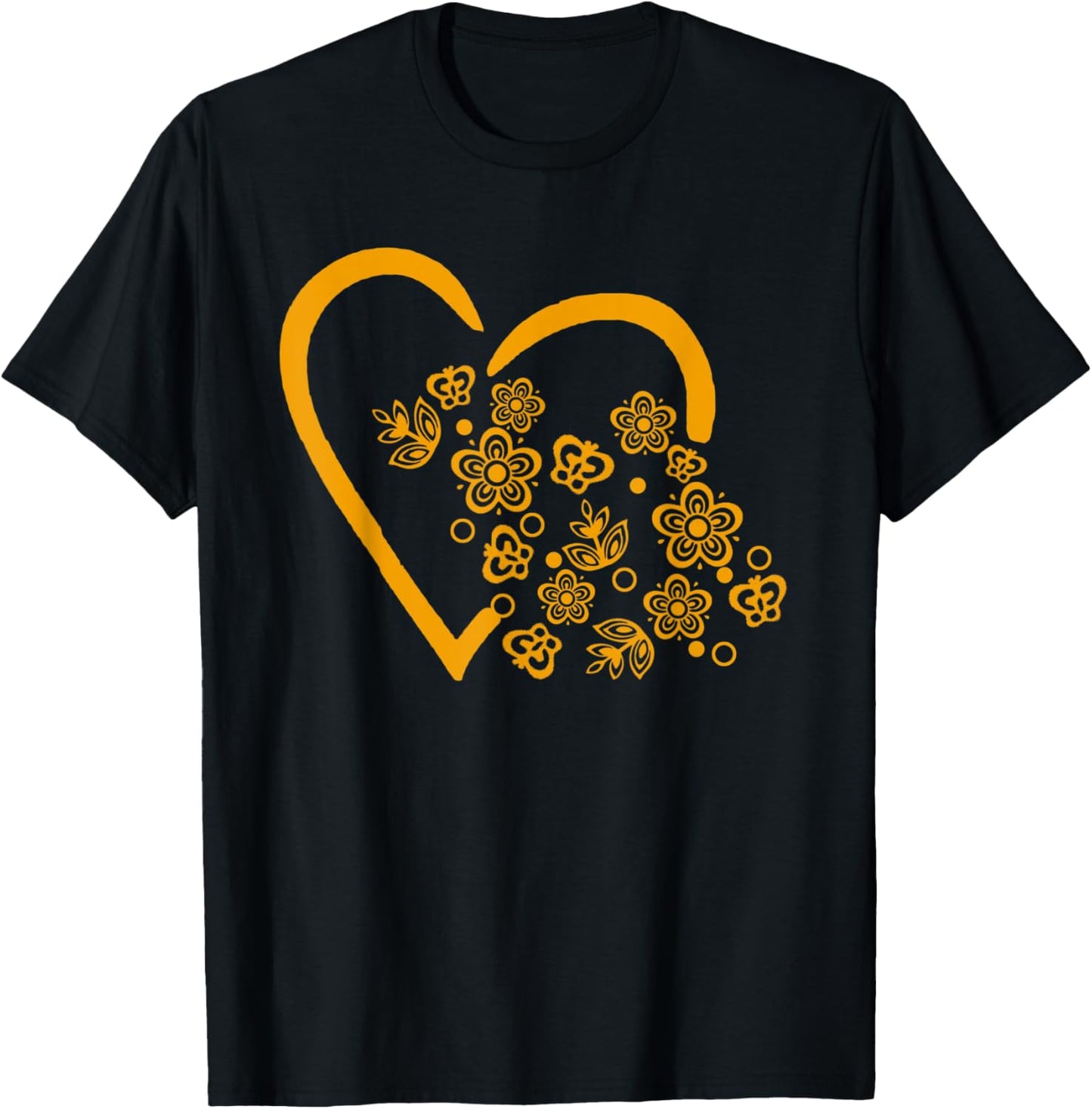 Vintage Pyrex Butterfly Gold Open Heart T-Shirt - T-Shirt | Black