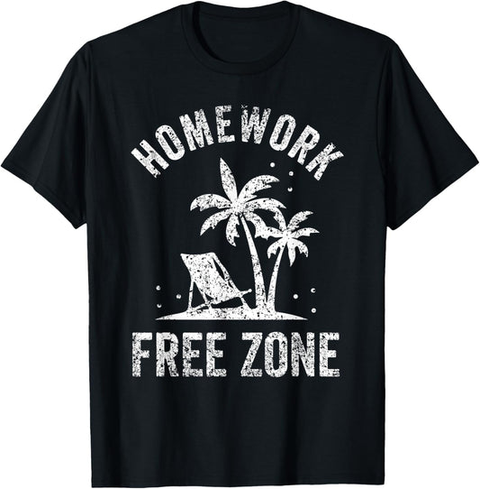 Homework-Free Zone Kids Children Pupils End Of School T-Shirt - T-Shirt | Black