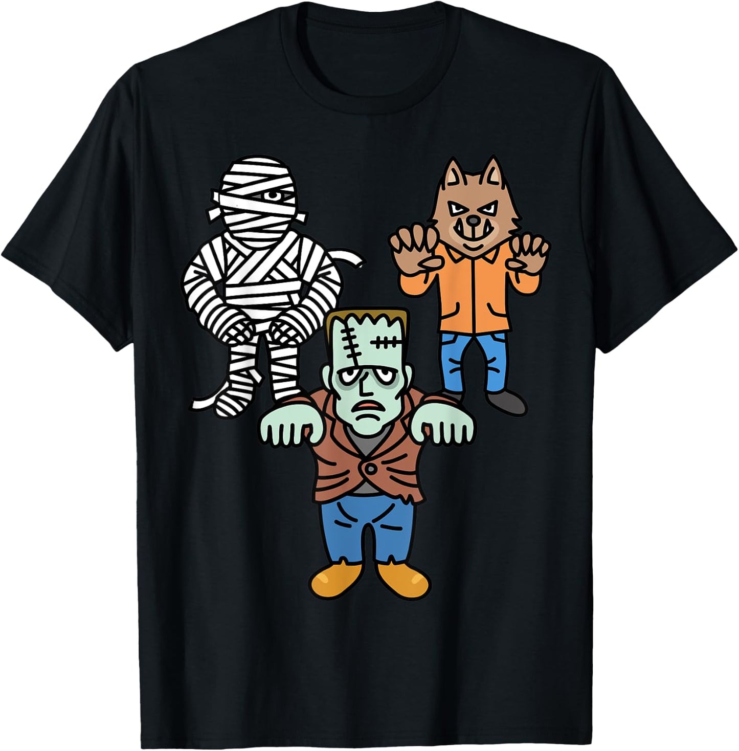 Horror Movie Monster Mummy Vintage Halloween Frankenstein T-Shirt - T-Shirt | Black