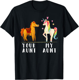 Your Aunt My Aunt Funny Niece Auntie Unicorn T-Shirt - T-Shirt | Black