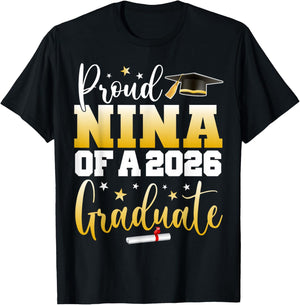 Nina Senior 2026 Proud Nina of A Class of 2026 Graduate T-Shirt - T-Shirt | Black