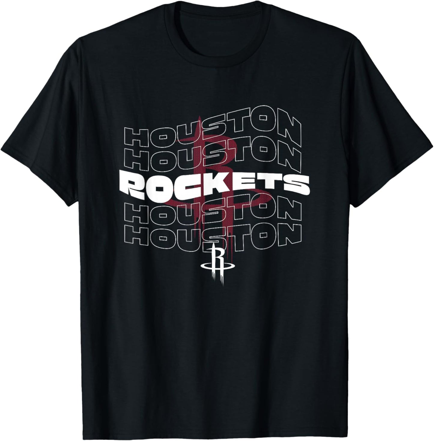 NBA Houston Rockets Wave Outline Team Logo T-Shirt - T-Shirt | Black