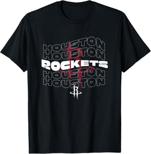 NBA Houston Rockets Wave Outline Team Logo T-Shirt - T-Shirt | Black