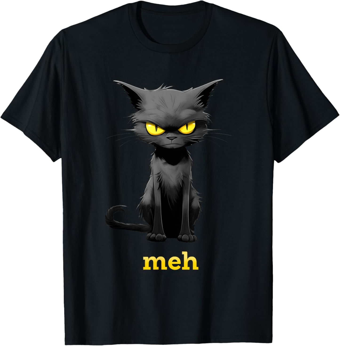 Meh Cat Women Girls Kids T-Shirt - T-Shirt | Black