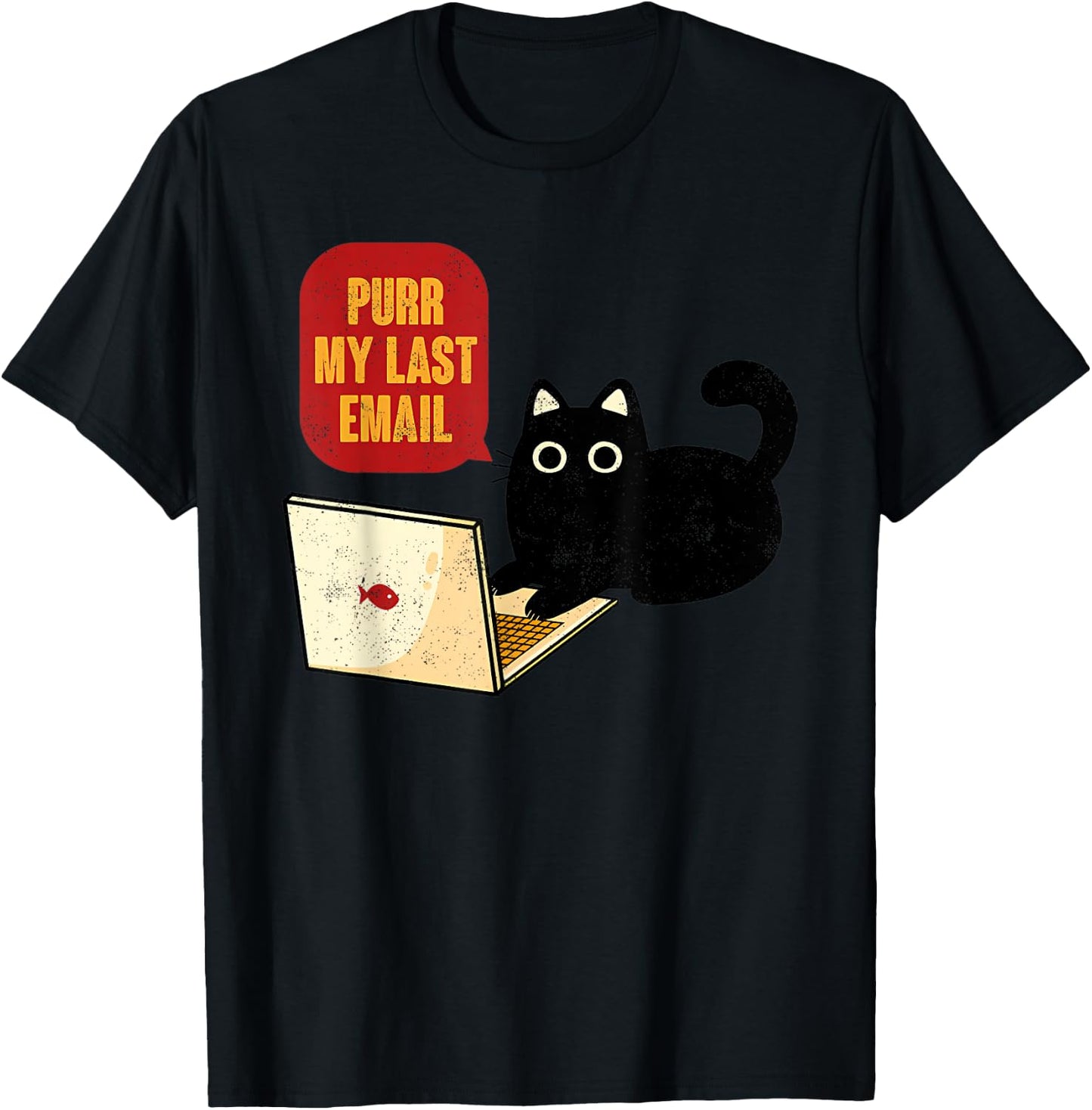 Vintage Purr My Last Email Black Cat Funny Home Office Women T-Shirt - T-Shirt | Black