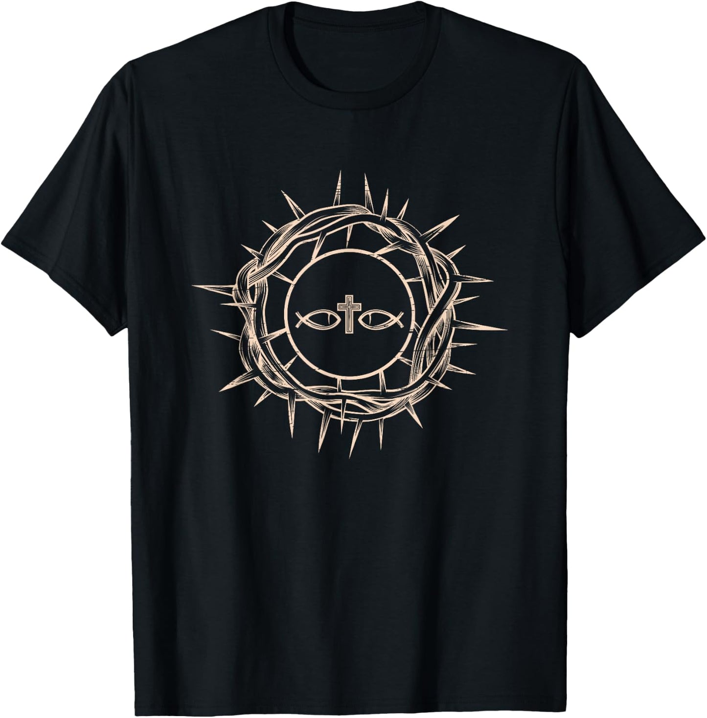 Crown Of Thorns Jesus Christ Christian Catholic Prayer Gift T-Shirt - T-Shirt | Black