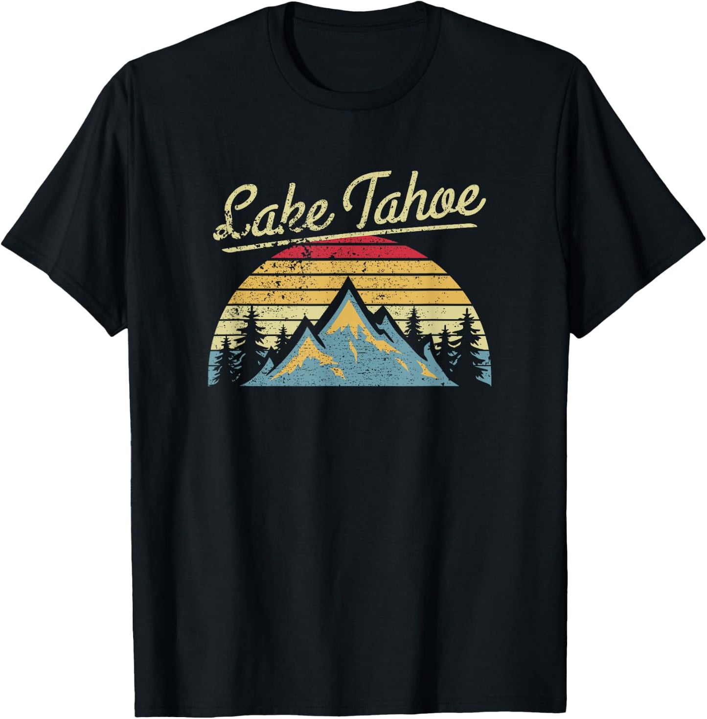 Vintage Retro Lake Tahoe National Forest T Shirt T-Shirt - T-Shirt | Black