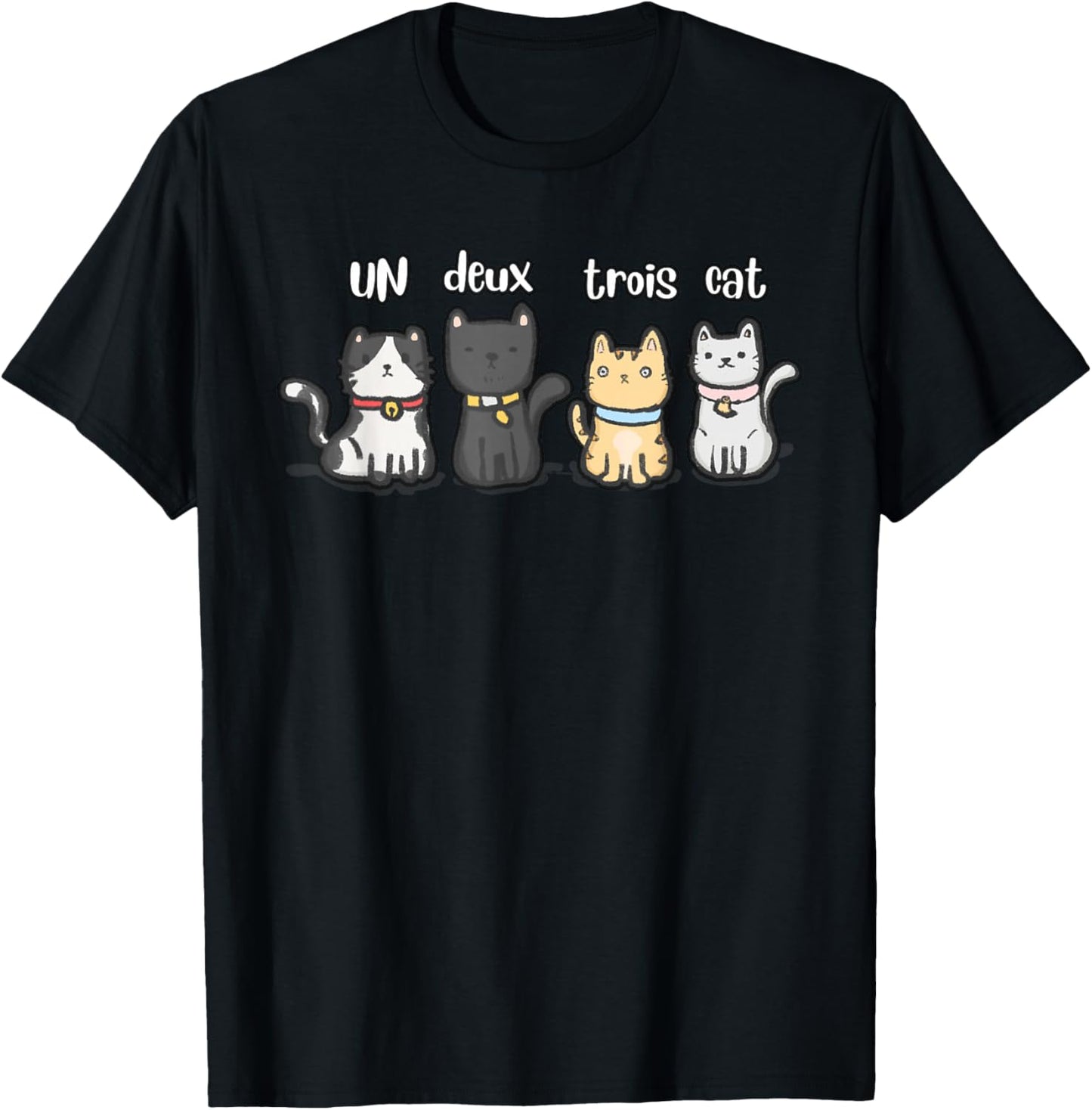 Funny Sarcastic Meme French Un Deux Trois Cat Kitten Lover Women Kids T-Shirt - T-Shirt | Black