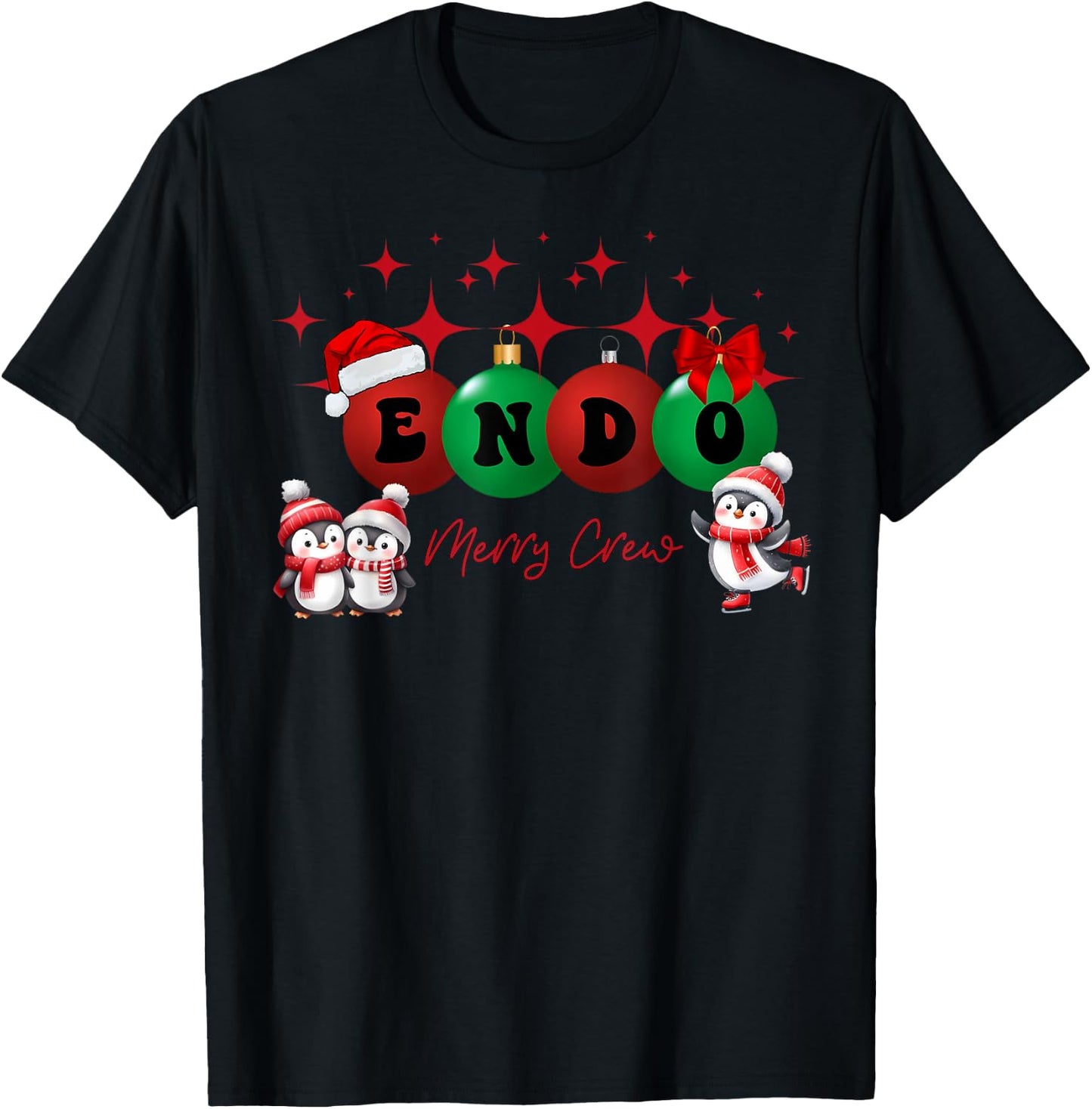 Christmas Endo Crew Endoscopy Nurse GI Colonoscopy Penguin T-Shirt - T-Shirt | Black