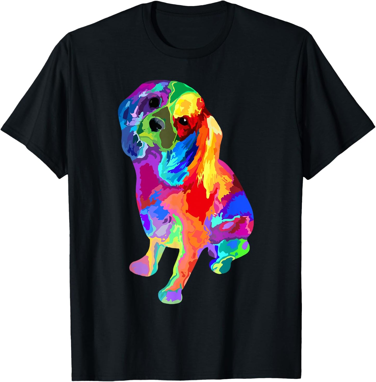 Dog Lover Gifts Cavalier King Charles Spaniel Colorful Dog T-Shirt - T-Shirt | Black