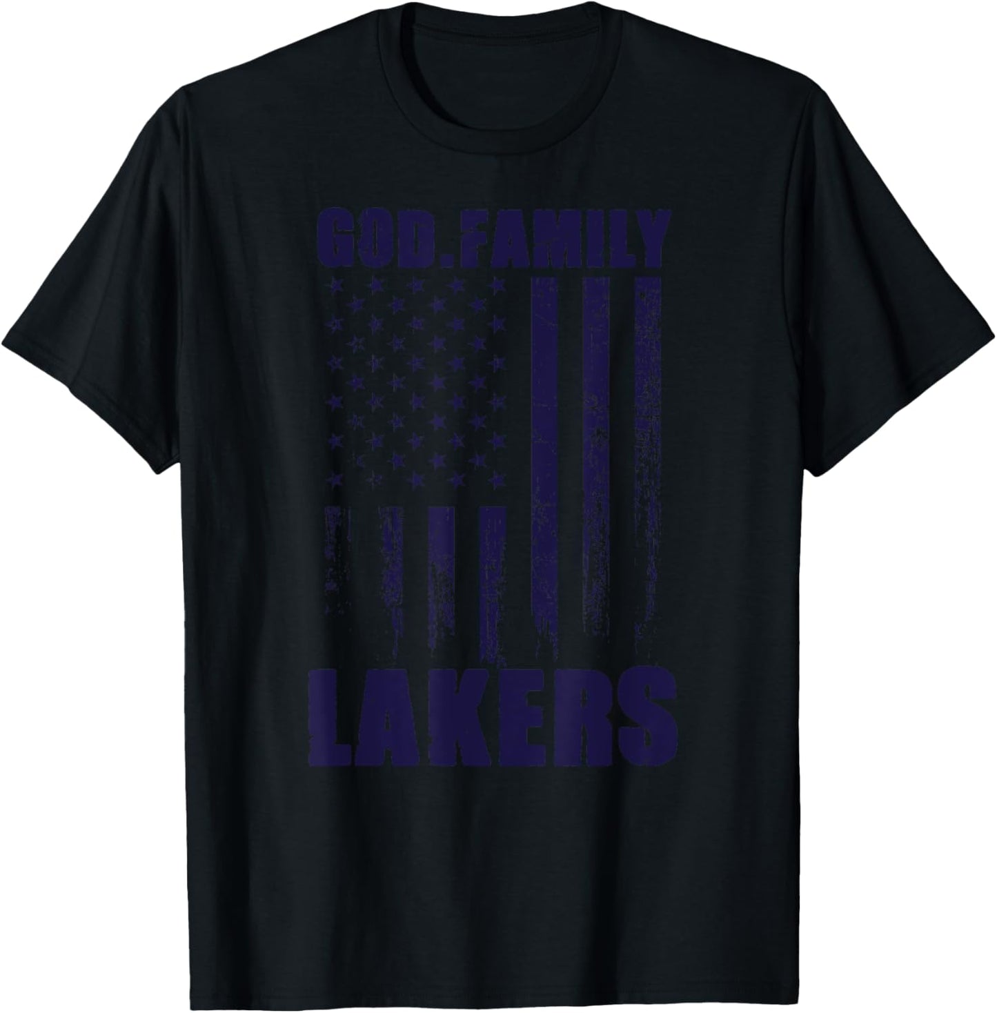 Russell County Lakers God. Family. Vintage USA Flag T-Shirt - T-Shirt | Black