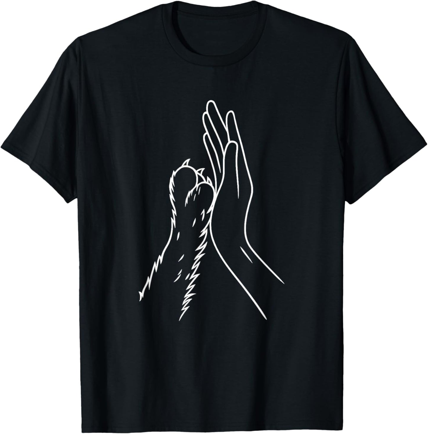 Human Hand and Dog Paw High Five Pet Lover Owner Dog Lovers T-Shirt - T-Shirt | Black