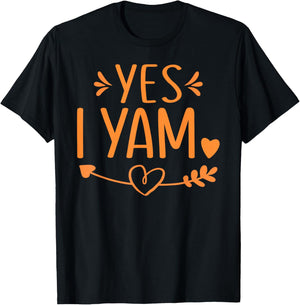 Thanksgiving Matching Couples Outfit Sweet Potato Yes I Yam T-Shirt - T-Shirt | Black