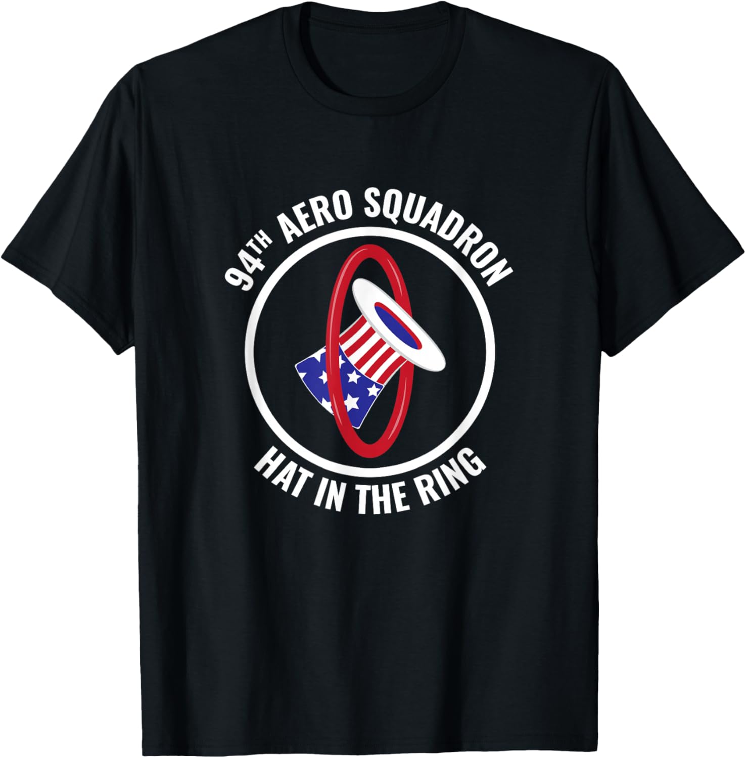 World War I 94th Aero Squadron Hat in the Ring T-Shirt - T-Shirt | Black