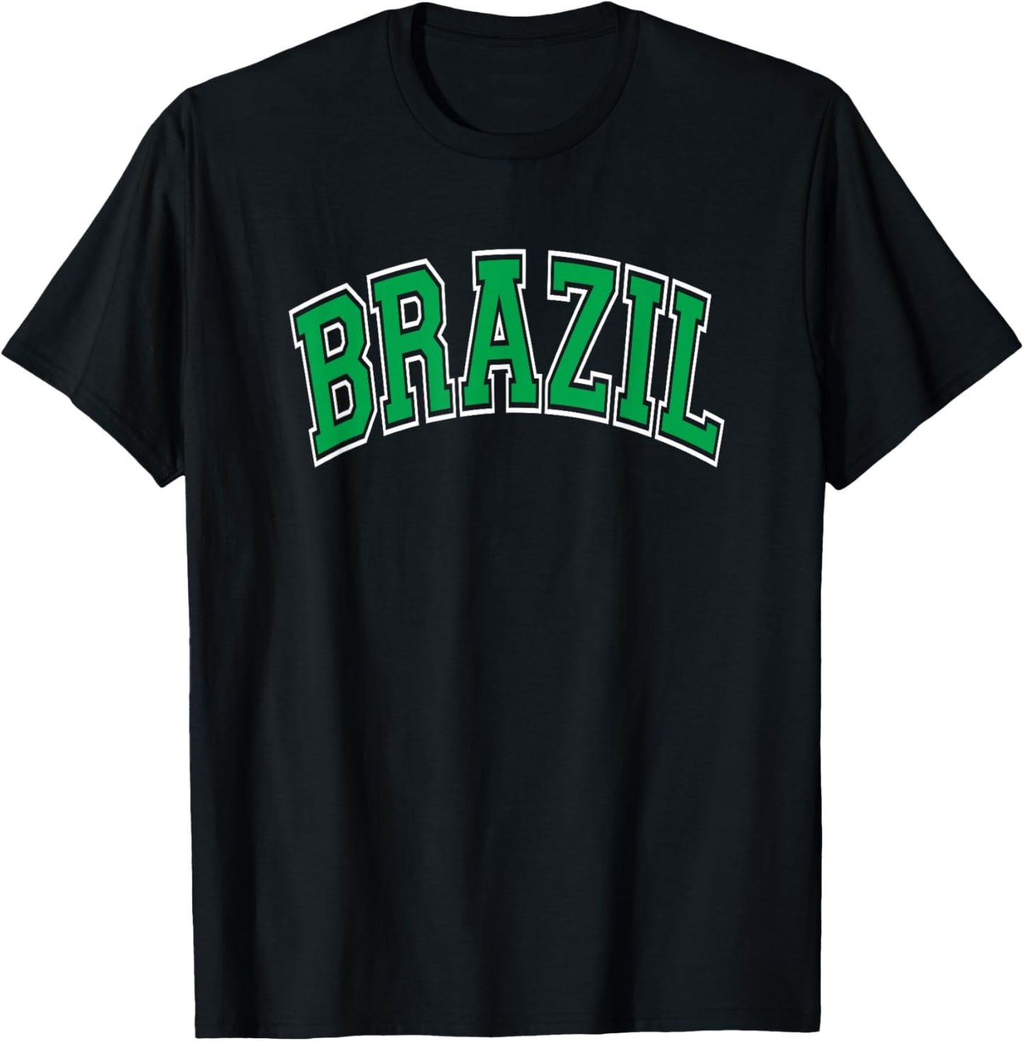 Brazil Arched Green Text T-Shirt - T-Shirt | Black