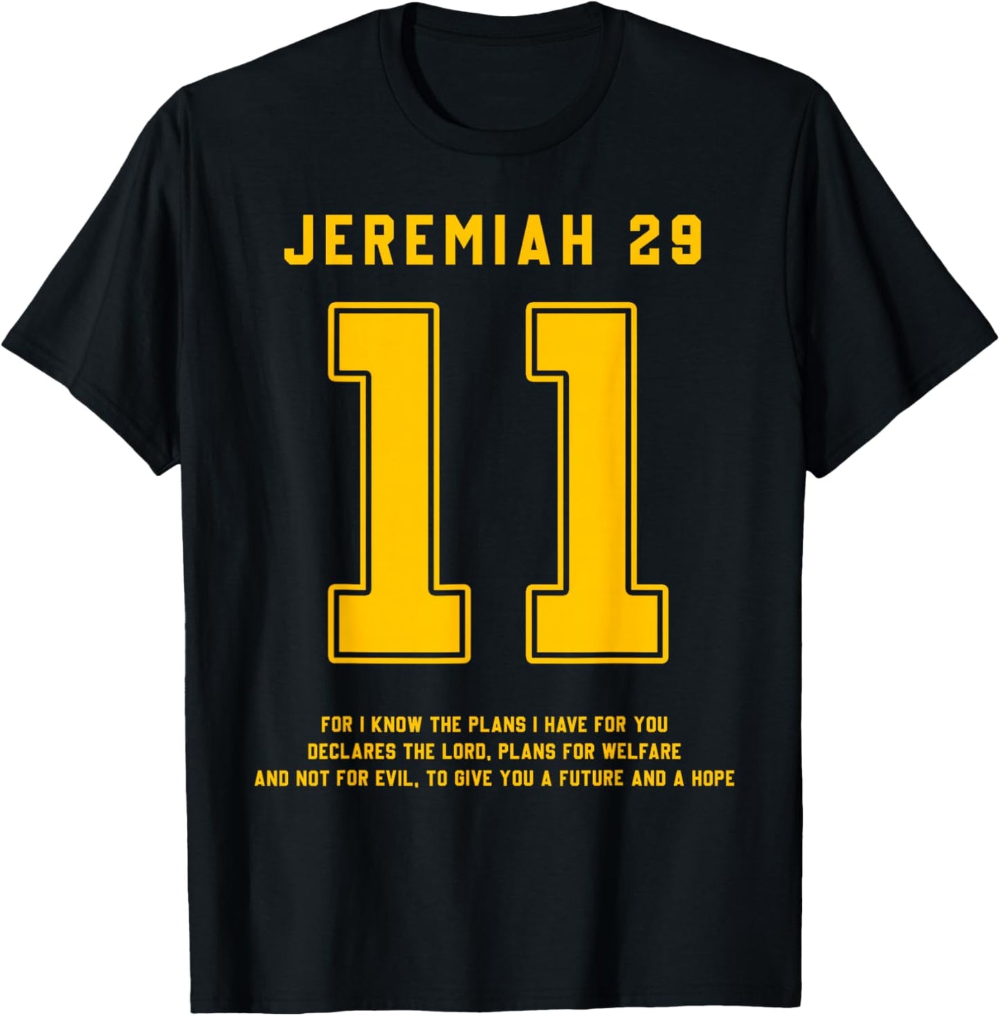 Jeremiah 29:11 Bible Verse Team Sports Jersey Christian T-Shirt - T-Shirt | Black