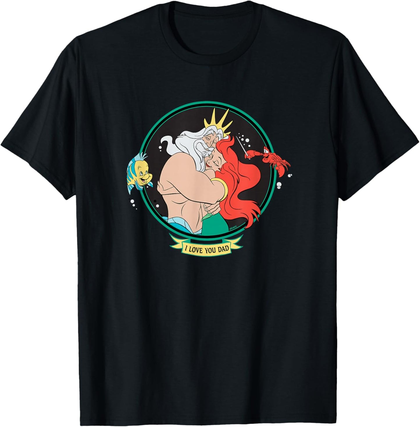 Disney The Little Mermaid King Triton & Ariel Father’s Day T-Shirt - T-Shirt | Black