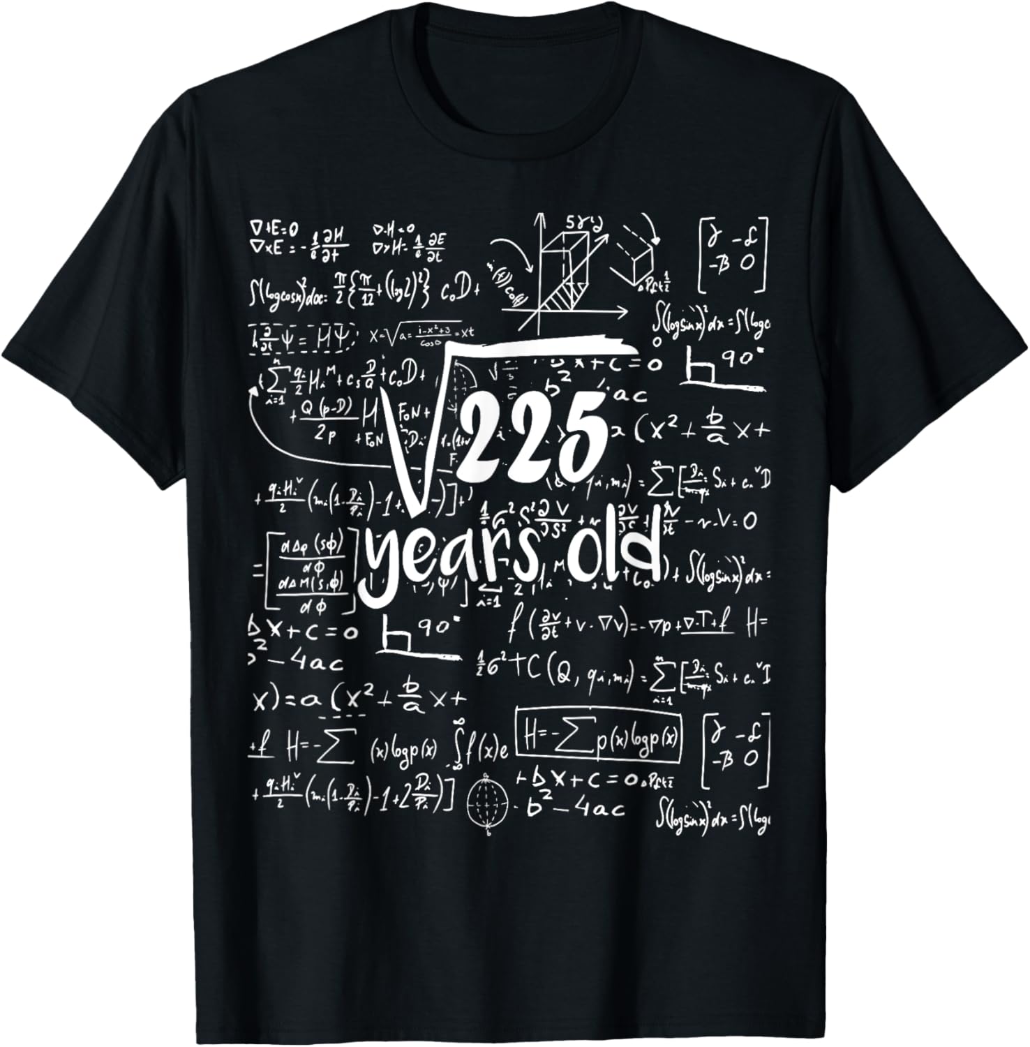 Square Root Of 225 - 15th Birthday 15 Years Old Math Bday T-Shirt - T-Shirt | Black