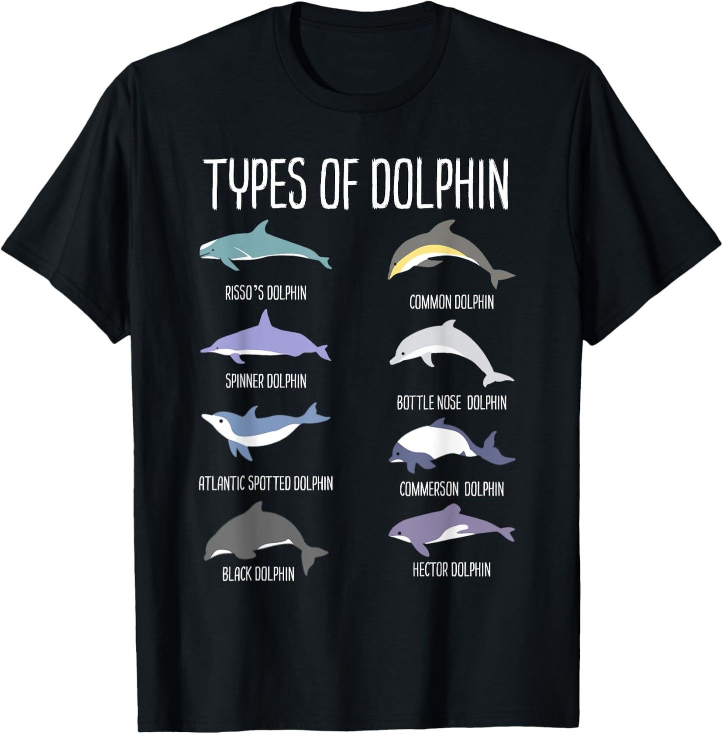 Types of Dolphin T-Shirt - T-Shirt | Black